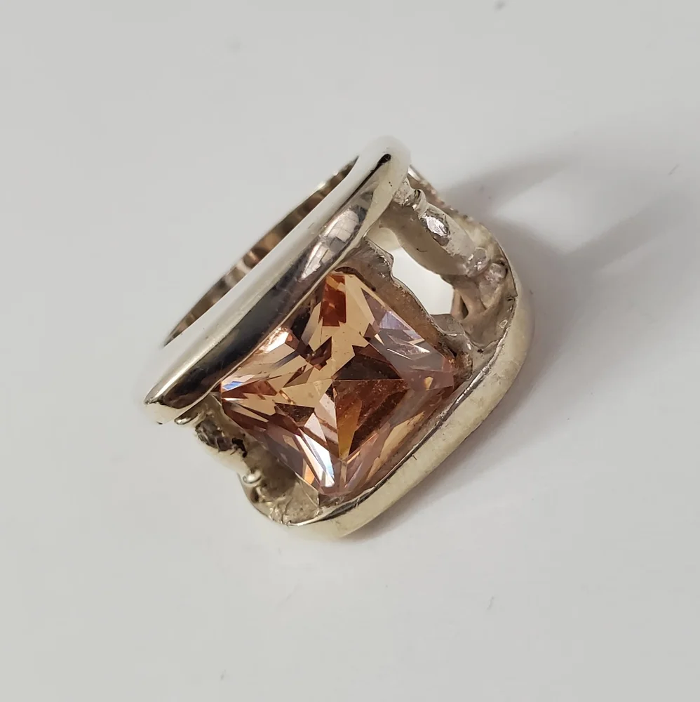 Sterling Silver 925 Morganite Ring - Picture 3 of 11